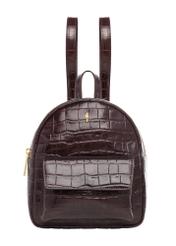 Burgundy croco leather women's backpack TORES-1323-4D(Z26) - front product view, on white background.