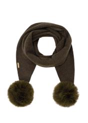 Women's scarf with pompoms in khaki color SZADT-0180-55(Z24)-01