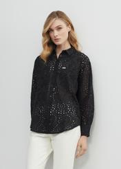 Women's black openwork shirt KOSDT-0147-99(W23)-02