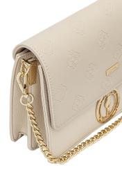 Cream women's handbag with monogram TOREC-0536C-12(Z25) - close-up of the detail on a white background.