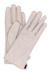 Women's leather white gloves REKDS-0001 A-12(Z 25), product view from the front on a white background.