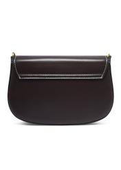 Brown women's handbag with stitching TOREC-1380-1H(Z26), product view from the back on a white background.