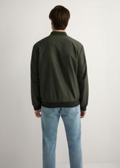 Men's khaki bomber jacket KURMT-0413-8D(W26) - back view of the product, on a model, against a light background. Half of the silhouette visible.