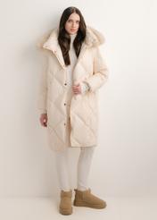 Cream women's winter jacket KURDT-0708-0C(Z26) – front view of the product on a white background. Full silhouette visible.