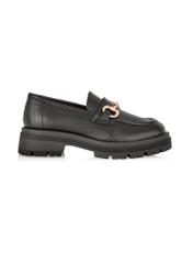 Black leather women's loafers on the platform BUTYD-1098-99(Z24)-03