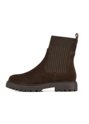 Brown suede women's Chelsea boots BUTYD-1194-89(Z25), side view of the product on a white background.-02