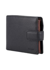 Black men's leather wallet PORMS-0719-99(Z26) - diagonal view of the product, on a white background.