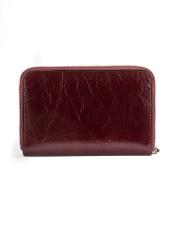 Women's leather burgundy wallet PORES-0966-49(Z25), back view of the product on a white background.