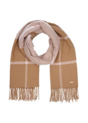 Large women's scarf in camel, model SZADT-0100-1L(Z26), front view on a white background.