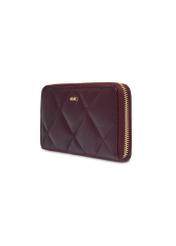 Burgundy quilted leather women's wallet PORES-1009-4D(Z26), diagonal product view on white background.