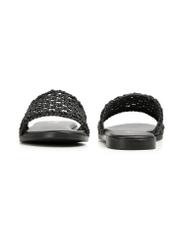 Women's black braided flip-flops BUTYD-1253-99(W26), front and back product view on white background.