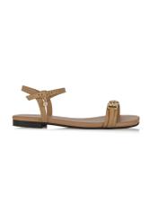 Beige leather sandals with buckle BUTYD-1056-81(W24)-01