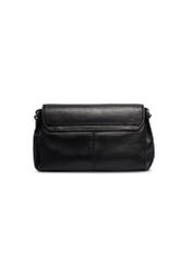 Black small leather handbag TORES-1351-99(Z26), product view from the back on a light background.