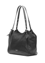 Black leather large women's handbag TORES-1042D-99(Z25), diagonal product view on a white background.