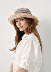 Women's straw hat with blue stripes KAPDT-0036-25(W24)-01