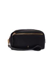 Black women's cosmetic bag TOREN-0347-99(W26), front product view on white background.