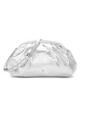 Silver leather women's handbag TORES-1175-92(Z25), front product view on white background.