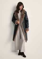 Black long women's sheepskin coat KOZDP-0012-99(Z25)