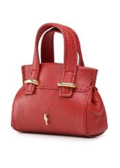 Red leather bag-shaped keychain BRELOK-0214-42(Z25), diagonal product view on white background.
