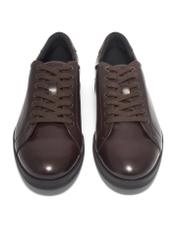 Brown men's leather shoes BUTYM-0513-1H(Z26), front product view on white background.