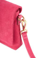 Pink suede women's handbag TORES-1247-5E(W26) - close-up detail, on white background.