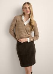 Camel women's cardigan with buttons KARDT-0044W-1D(Z26)