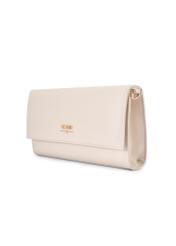 Cream clutch bag TOREC-1210-0B(W26) - diagonal product view, on a white background.