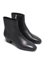 Black leather women's ankle boots BUTYD-1303-99(Z26), diagonal product view on a white background.