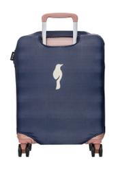 Navy blue cover for a small suitcase AW-013-0002-7D-S(W26), product view from the back on the suitcase.