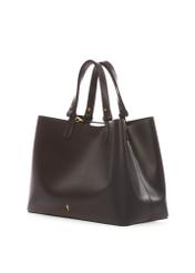 Brown women's shopper bag TOREC-1240-1H(W26), diagonal product view on white background.