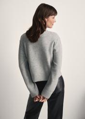 Women's gray sequined sweater SWEDT-0243-66(Z25), back view of the product on the model. Half of the silhouette visible.