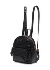 Black women's leather backpack with a crocodile-skin pattern (TORES-1323-9G(Z26)), angled product view, on a white background.
