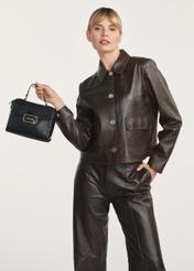 Black small women's handbag with a croco motif TOREC-0962A-97(Z25)