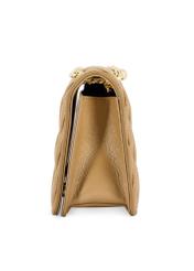 Beige women's handbag with chain TOREC-1102-24(Z25), product view from the side on a white background.
