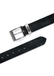 Leather black men's belt PASMS-0127C-98(Z24)-04