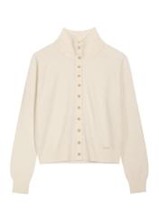 Cream women's cashmere blend cardigan KARDT-0069-0B(Z26), front product view on white background.