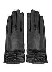 Women's black leather gloves REKDS-0032-99(Z26)