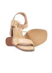 Beige women's leather sandals BUTYD-1178-1B(W26)