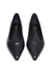 Women's black leather ballet flats BUTYD-1308-99(Z26). Front view on a white background.