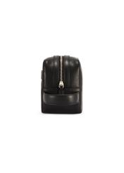 Black leather men's cosmetic bag TORMS-0473-99(Z25), side view of the product on a white background.
