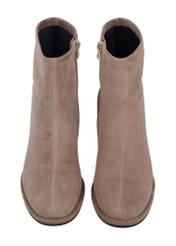 Women's suede ankle boots in cool beige color BUTYD-1341-1K(Z26), front product view on white background.