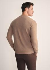 Men's camel sweater SWEMT-0186-24(Z25), back view of the product on the model. Half of the silhouette visible.