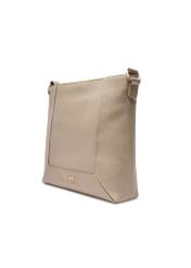 Beige leather women's handbag TORES-1265-1B(W26) - diagonal product view, on a white background.