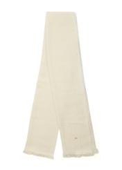 Cream women's scarf with gold thread SZADT-0212-12(Z25), view of the folded product on a white background.