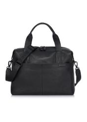 Men's black leather travel bag TORMS-0421A-99(Z25) - front product view on white background.