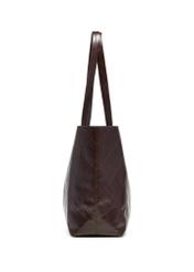 Women's burgundy shopper bag with stitching TOREC-1247-4D(Z26), product view from the side on a white background.