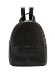 Black medium leather women's backpack TORES-1268-9I(W26), front product view on white background.