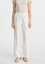Linen cream women's trousers SPODT-0102-12(W25)-02