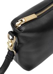 Black small leather women's handbag TORES-1241-99(W26), close-up of the product detail on a white background.