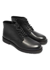 Men's leather ankle boots in black BUTYM-0554-99(Z26), diagonal product view on a white background.